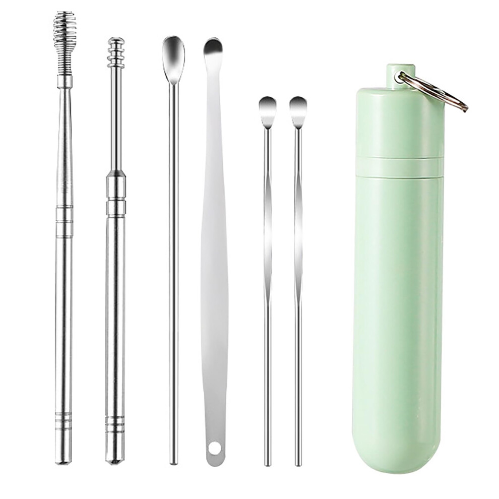 Ear Wax Removal Tool Kit with 360 Spiral Stainless Steel Ear Cleaner Picks, 6pcs Reusable Set