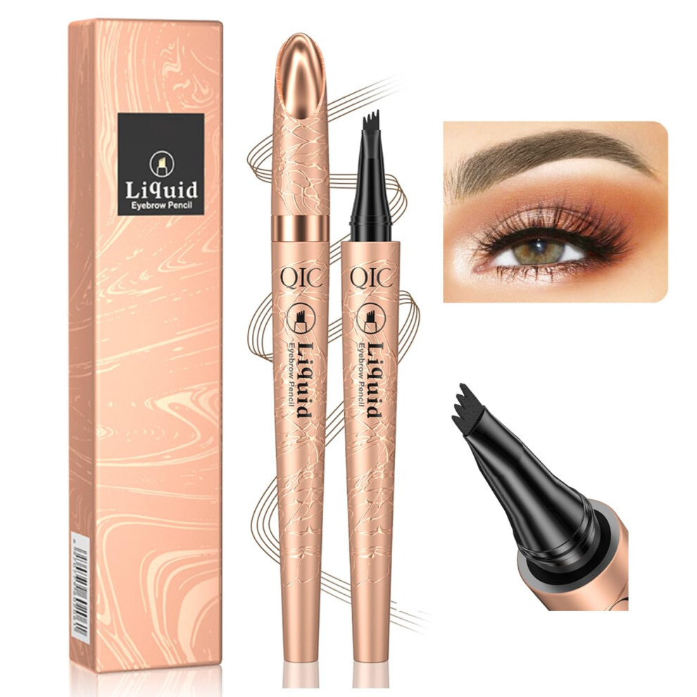Brown Waterproof Microblading Eyebrow Pencil 4Tip Longlasting Smudgeproof Brow Pen Light