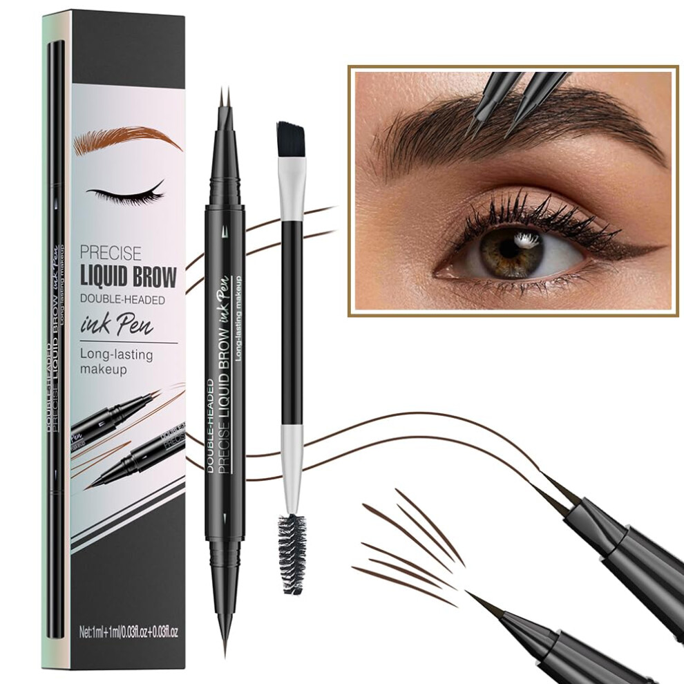 Black,Brown Microblading Eyebrow Pen Waterproof 36H Wear Dualended 2In1 For Natural Hairlike Brows Black Brown