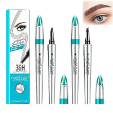 Waterproof Microblading Eyebrow Pencil 4 Fork Tip Tattoo Pen LongLasting SmudgeProof Brow Makeup Red Brown 2 Pack