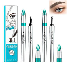 Waterproof Eyebrow Pencil 4 Fork Tip Microblading Brow Pen Dark Brown Duo Long Lasting Smudge Proof