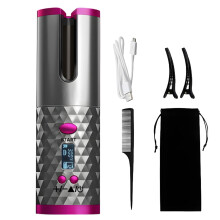 Automatic Curling Iron with 360 Auto Rotation, Cordless Ionic Hair Curler for Frizz Beach Waves