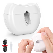 Electric Nail Clipper and Trimmer for Babies and Adults, Safe Dual Speed LED, Rechargeable White