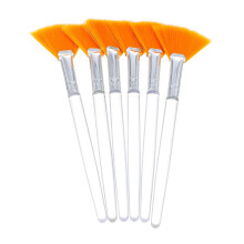6pcs Fan Shape Facial Mask Brush with Long Handle Soft Bristles for Even Coverage and Skincare