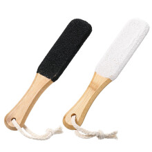 2Pcs DoubleSided Foot Callus Remover and Scrubber with Ergonomic Wooden Handle Corundum Stone