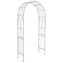 Charles Bentley Decorative Wrought Iron Arch Ideal for Growing Plants Sage Green Rustic Colour Vintage