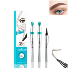 Microblading Eyebrow Pen Reddish Brown 4Tip Precision Waterproof Smudgeproof Longlasting