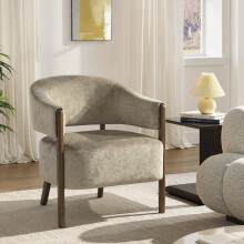 HOMCOM Accent Chair, Upholstered Armchair with Solid Wood Legs, Light Brown