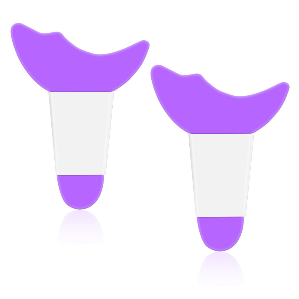 Purple Reusable Silicone Mascara Shield And Eyeliner Stencil Guide With Long Handle 2Pcs