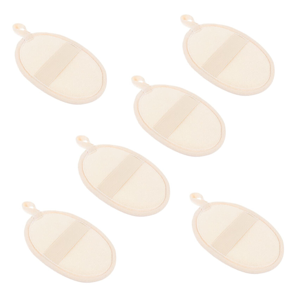 Loofah Bath Towel Pack of 6 Exfoliating Body Scrubber for Shower Deep Pore Cleansing Beige