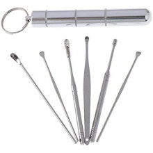 Ear Wax Removal Tool Kit, 6 Pcs Stainless Steel Ear Pick Set with AntiSlip Grip and Massage Tips