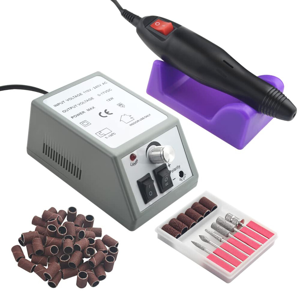 Professional Electric Nail Drill 20000 Rpm With Variable Speed And Sanding Bands For Salon Grey 9169991665733