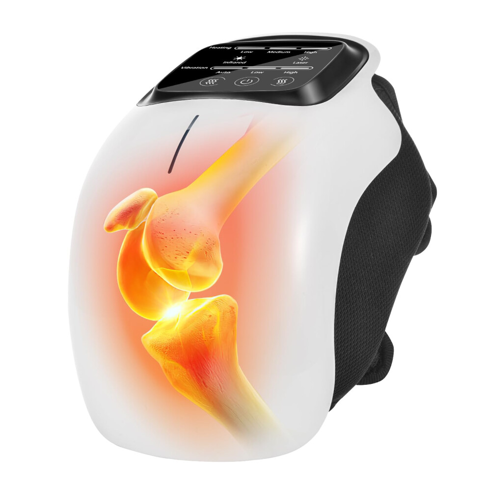 Red/Light Heated Knee Massager With Infra Heat Therapy, Adjustable Vibration And Ergonomic Fit For Pain Relief