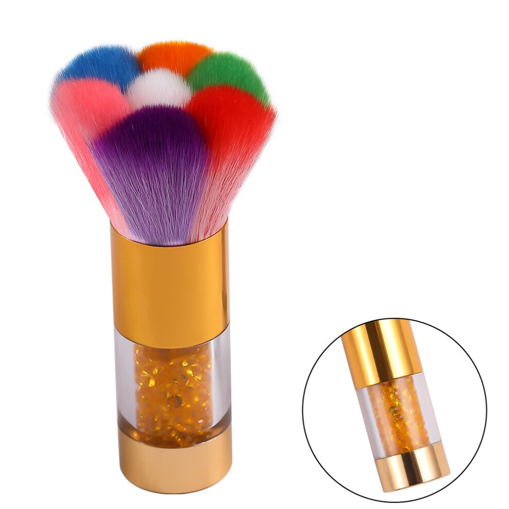 Gold Soft Bristle Nail Dust Brush For Acrylic And Uv Gel Nails, Mushroom Head Cleaner