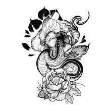Temporary Tattoo Stickers Waterproof Half Arm Large Antique Floral Design 14.8x21cm A1059