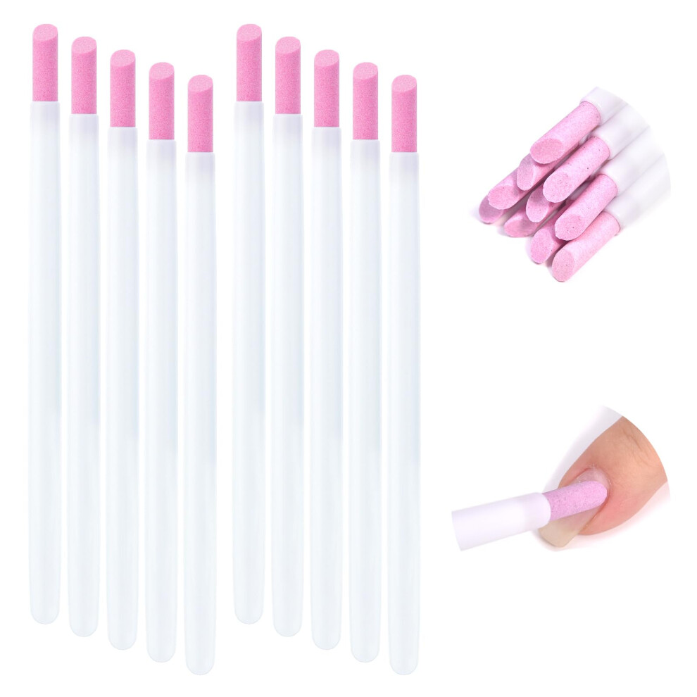 White 10Pcs Pumice Nail File Set With Cuticle Pusher For Gentle Removal, Washable Manicure Pedicure Kit,
