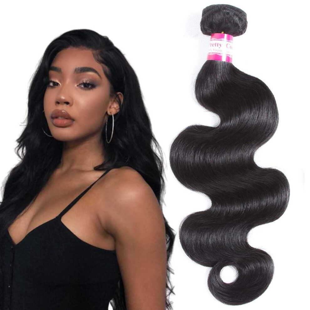 Unisex Brazilian Virgin Hair Bundle 100G Natural Body Wave Human Hair Extensions 1B Double Weft