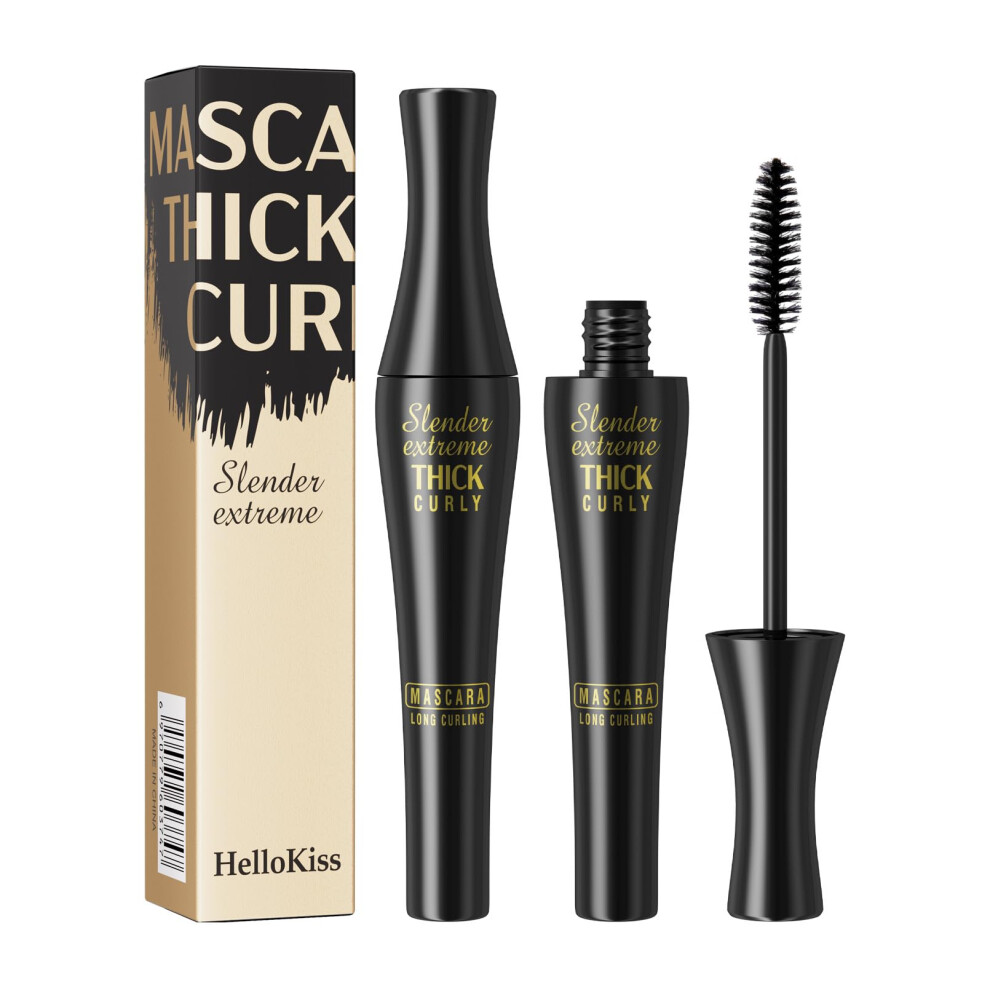 Black Waterproof Lengthening Mascara With Instant Volume, Long Curl Lash Effect, Clump Wear