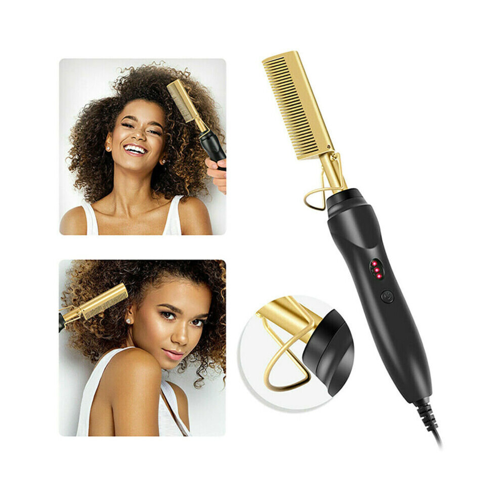 Stoyotu Unisex Hot Comb Electric Beard Hair Straightener Curler Brush Comb Curling Iron Styling