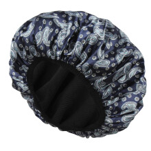 Waterproof Shower Cap Triple Layer EVA Terry Cloth Lining Large Reusable Hair Cap for Women Blue