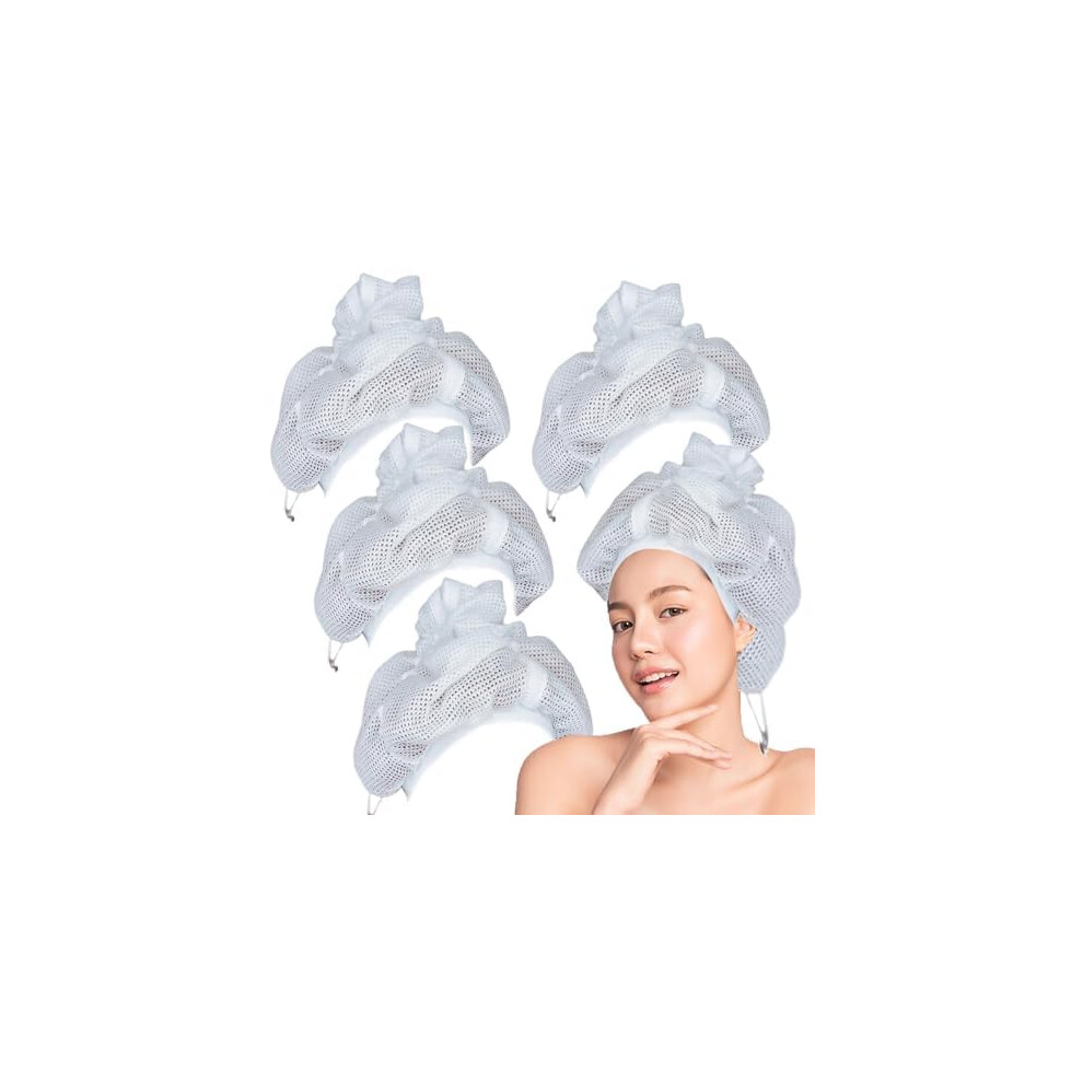 Curly Hair Drying Cap 4PCS Adjustable Mesh Bonnet with Drawstring for Fast Air Drying and Scalp Protection