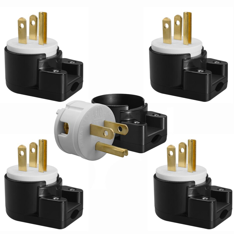 5 Pack Right Angle Nema 515P Plug 15A 125V Usa Canada 3 Prong Spacesaving Ac Power Connector 9113335839199