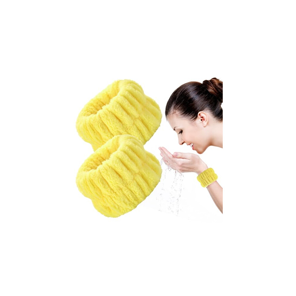 Coral 2Pcs Face Washing Wristbands Waterblocking Fleece Wrist Cuffs For Skincare And Spa