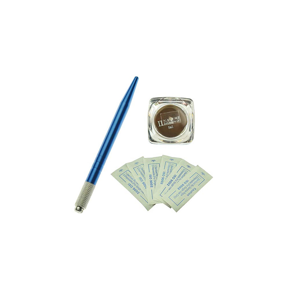 Blue Professional Microblading Kit With Pen 7Pin 12Pin Needles And Natural Pigment For Eyebrows