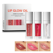 3Pcs Plumping Lip Oil Set with Hydrating Tinted Balm, Long Lasting Nourishing Lip Gloss C Set