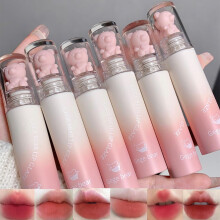 6 Colors Matte Liquid Lipstick Set Waterproof Long Lasting Smooth Matte Finish Cute Bear Packaging