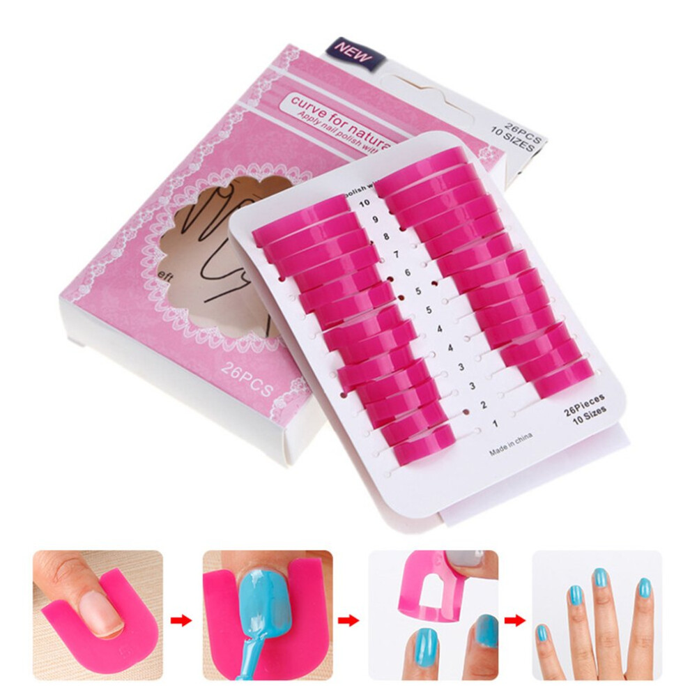 Nail Polish Stencil Set Reusable Flexible Plastic Protects From Leakage 26pcs 10 Sizes 2 Box