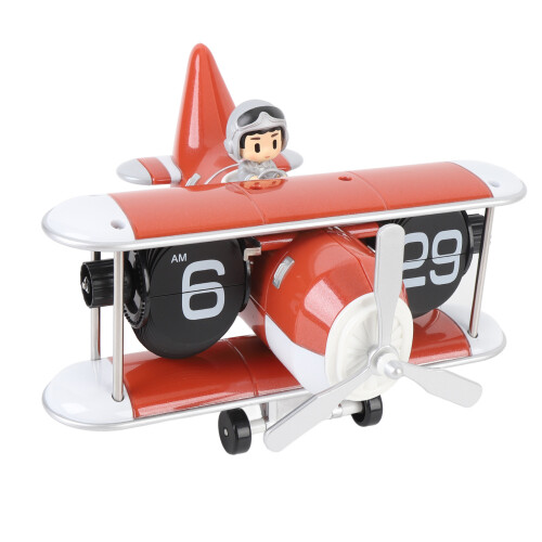 Retro Flugzeuguhr Klappuhr 12h Orange