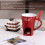 Ceramic Chocolate Melting Mug Pot with Fork, Red, 360g 4