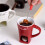Ceramic Chocolate Melting Mug Pot with Fork, Red, 360g 5