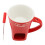 Ceramic Chocolate Melting Mug Pot with Fork, Red, 360g 8
