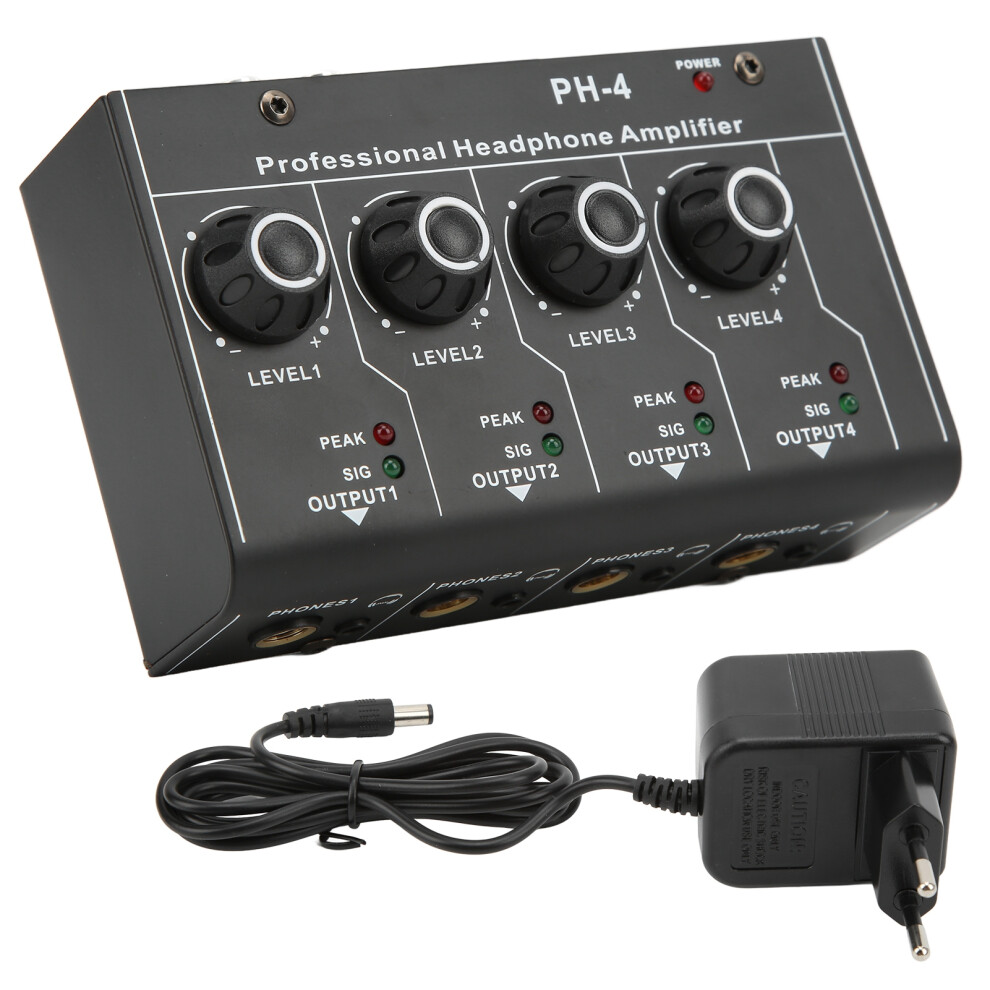 Multi Scenario Applications Headphone Amplifier, 4Channel Stereo Audio Amplifier With Compact Design Trs Stereo Outputs Independent Volume Controls 9049227938339