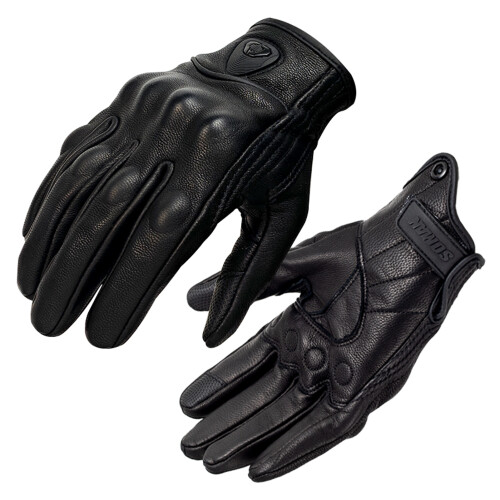 Motorrad-Handschuhe M Schwarz Ziegenleder Touchscreen
