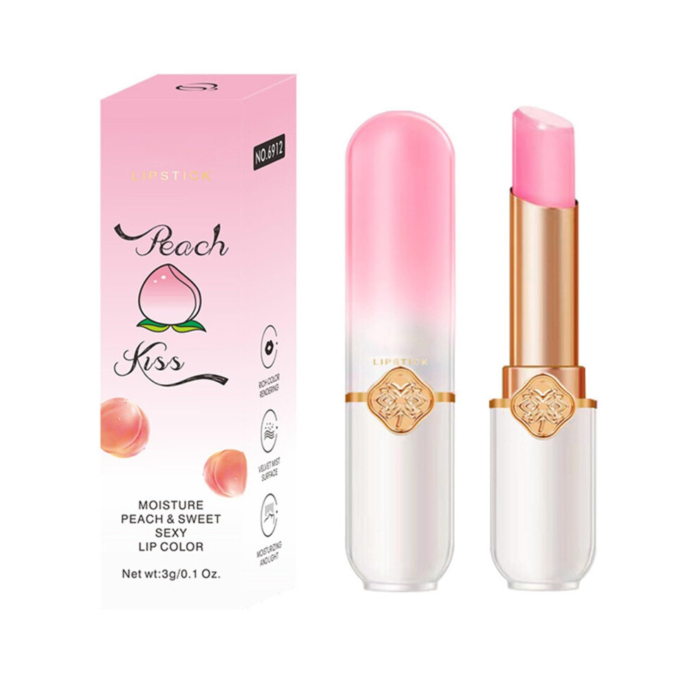 Peach Color Changing Lipstick With Fruity Flavors, Long Lasting Waterproof Vitamin E Lip Balm For Women