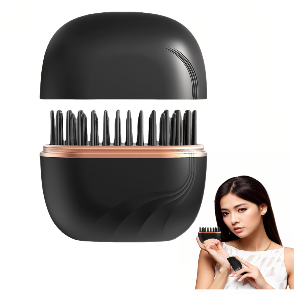 Black Cordless Mini Hair Straightener Comb 2In1 Rechargeable Flat Iron 3Speed Fast Heating For Travel