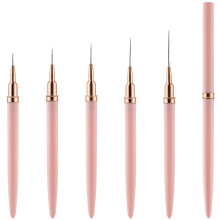Nail Art Brushes 5 Piece Metallic Pink Gel Brush Set for Fine Detail and Long Lines