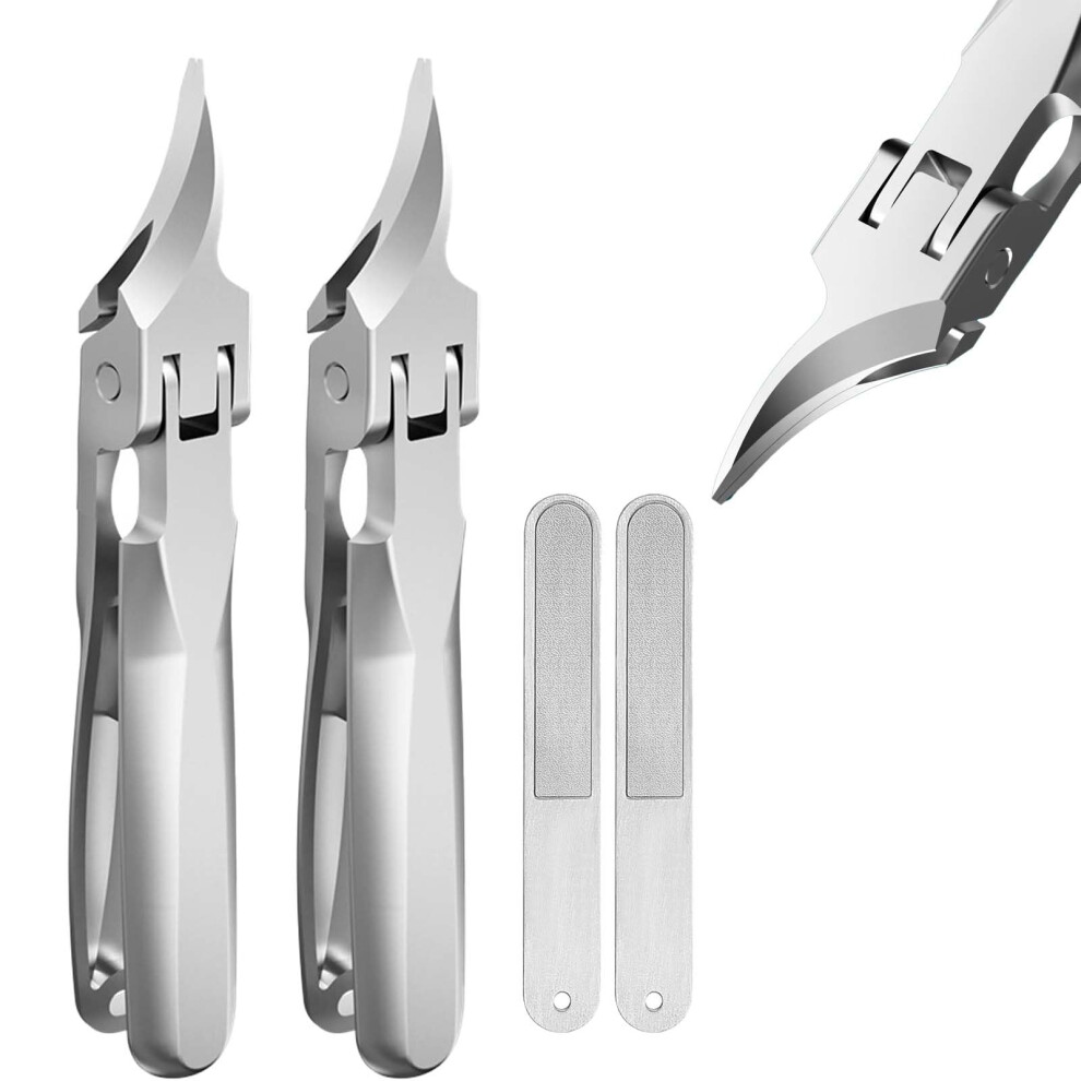 Nail Clippers for Thick Toenails with UltraWide Jaws and BuiltIn File, 2 Pack