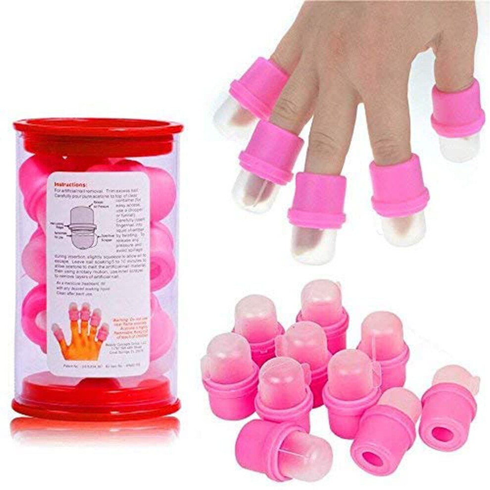 Pink 10 Pcs Nail Soak Off Clips For Gel Polish Removal, Reusable Acetone Resistant Acrylic Remover Set