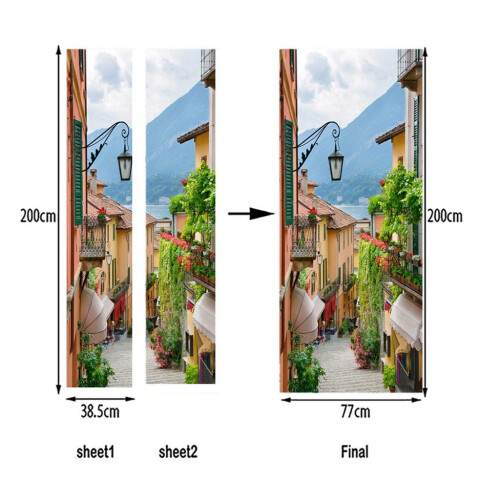 2pcs/set 3D Self-Adhesive Door Wall Fridge Sticker Wrap Mural Wall Dec 1
