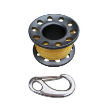 Aluminum Scuba Diving Finger Spool Reel+10m Line+Snap Quick Link Gray