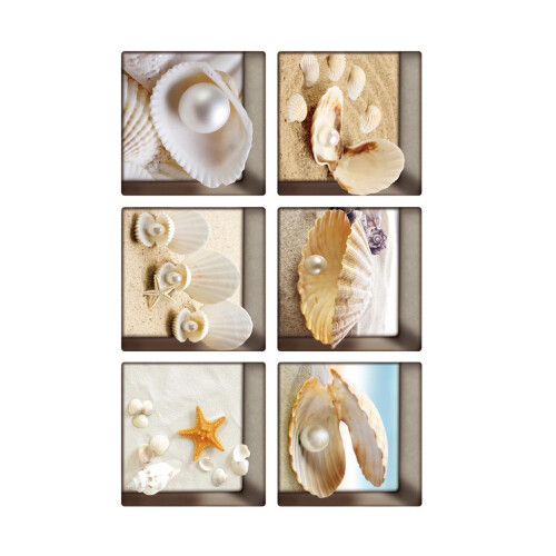 6pcs 13x13cm 3D Effect Anti Slip Waterproof Bathtub Sticker Shells 2