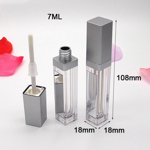 7ml Empty Lip Gloss Tubes Lip Container w/Mirror &LED Light Clear+Silv 1