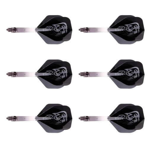 6pcs 2BA Thread Dart Shafts with Tails Darts Flights Replacement Black