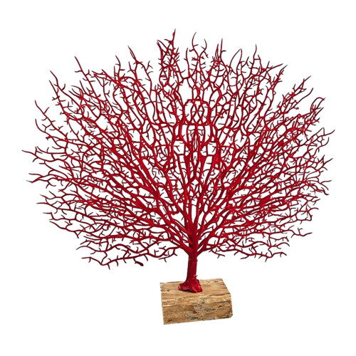 Plastic Coral Sculpture Table Top Ornament Decor Tabletop Figurine Red