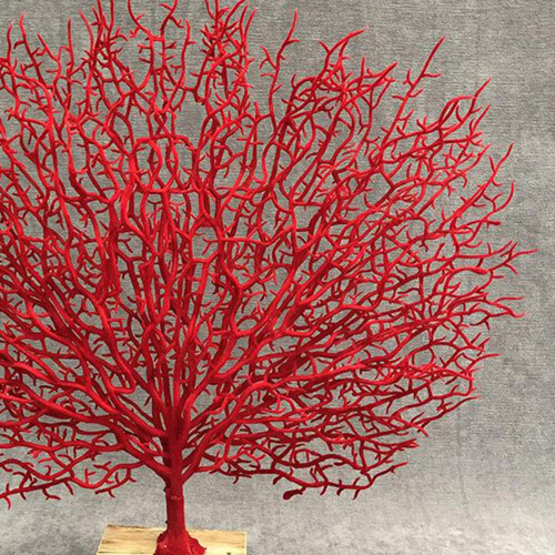 Plastic Coral Sculpture Table Top Ornament Decor Tabletop Figurine Red 2