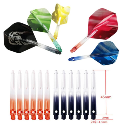 6pcs 2BA Thread Dart Shafts with Tails Darts Flights Replacement Black 1